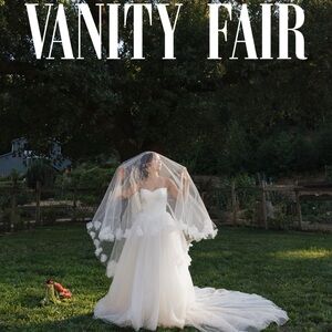 Elegant White Wedding Dress with Floral Veil